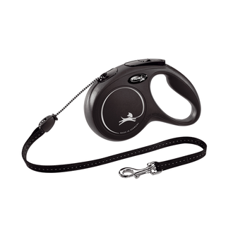 Automatinis pavadėlis Flexi New Classic M virvė 5m 20kg, Juoda