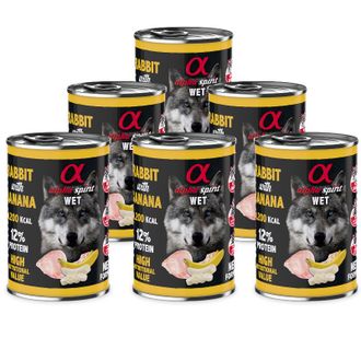 ALPHA SPIRIT WET konservas su triušiena ir bananais 400g 6vnt, A4000521