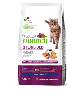 NATURAL TRAINER Cat adult Sterilised salmon su lašiša 1.5kg, 924913