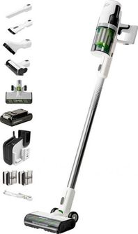 Dulkių siurblys - šluota GREENWORKS Deluxe White su 4Ah akumuliatoriumi ir superkroviklio stovu GD24SVK4D, 4701107UB