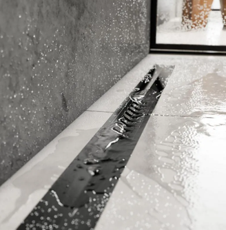 Aco ShowerDrain S+, latako korpusas su grotelėmis Stripes, juodas, 90105141