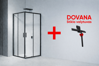 Keturkampė dušo kabina RIHO Hamar 2.0 207 80x80x200 cm, juodas profilis / skaidrus stiklas, G007004121+dovana