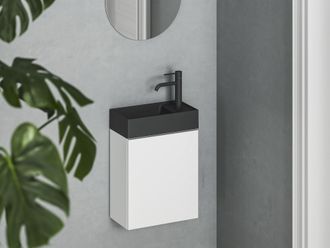 Praustuvas Ravak Veda Slim 40 Mini, su skyle maišytuvui, matinės juodos, XJX0D240000