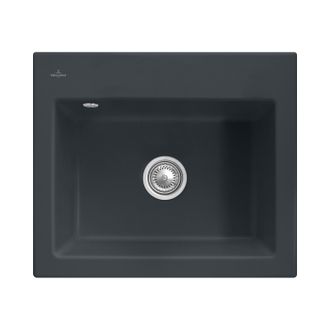 Villeroy & Boch Subway 60 S Pure Black keraminė virtuvinė plautuvė, su skykle nr. 2 , 330901R7HL2
