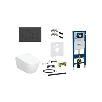 Geberit AquaClean Alba Premium komplektas su Duofix Sigma WC instaliacine sistema, Sigma 20 Round mygtukas, juodas