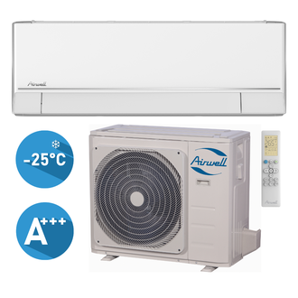 Oro kondicionierius/šilumos siurblys Airwell Nordic HDHC-035N-09M25/YDAC-035R-09M25 efektyvus šildymas iki -25C, Šaldymas 3,51 KE; Šildymas 3,95 KW