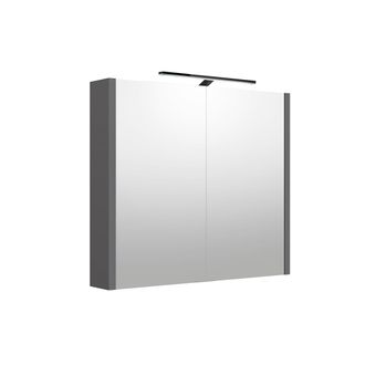 Veidrodinė spintelė su juodu šviestuvu Raguvos Baldai, pilka matinė, 80 cm, 2003505