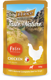 PRINCE Taste of Nature Paleo šlapias ėdalas šunims vištiena/obuoliai, 150g