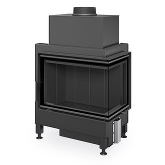 Židinio ugniakuras kampinis HR4SG21 65.51.40 dviejų dalių dešinės pusės stiklu 51cm, juoda pakura IGN