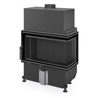 Židinio ugniakuras kampinis Romotop HR4SX26 70.44.33 dviejų dalių dešinės pusės stiklu 44 cm ir atv. Durimis, juoda pak