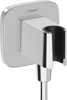Sieninė jungtis dušo žarnai su laikikliu Hansgrohe FixFit Q, chromas 26887000