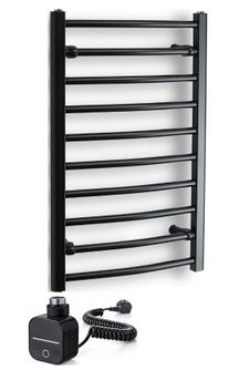 Elektrinis rankšluosčių džiovintuvas WOBBEE Elegance 50x80 cm su tenu 300 W su laidu į rozetę, kairėje, juodas matinis