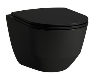 Pakabinamas unitazas Laufen Pro New Rimless su SC Slim dangčiu, juodas matinis, H8669577160001