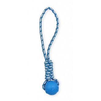 PET NOVA TPR BLUE kamuoliukas su virve 40cm 2vnt, TPR-ROPEBALL-BL