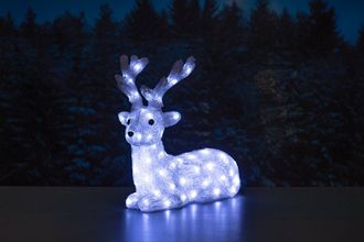 Šviečianti dekoracija Finnlumor Acrylic Deer 80 LED, balta, 46,5 cm, 6410416081564