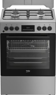 Dujinė 60 cm pločio viryklė BEKO FBM62320SDS su elektrine orkaite, pilkos sp.
