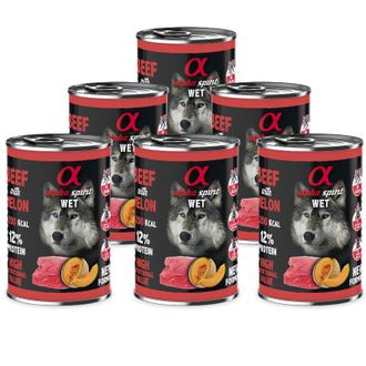 ALPHA SPIRIT WET konservas su jautiena ir melionu 400g 6vnt, A4000501