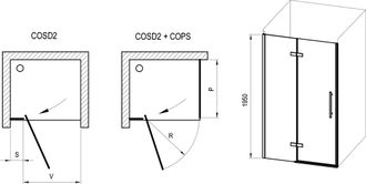Dušo durys Ravak Cool! COSD2-120, juodas+skaidrus stiklas X0VVGC300Z1
