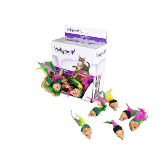 VADIGRAN Cat Mouse Color pelytė katėms su plunksna 5cm 140vnt, 14302