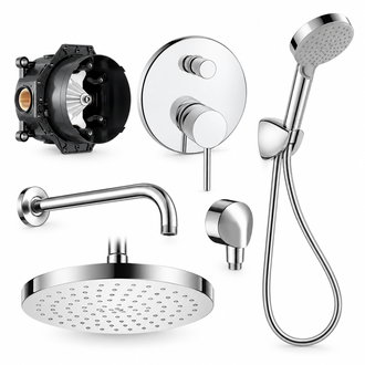 Potinkinis dušo komplektas Hansgrohe Zesis, su rankiniu dušu, laikikliu, jungtimi, 200mm Roca galva, chromas