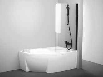 Vonios sienelė Ravak CVSK1 Rosa 140/150 D juoda+stiklas Transparent, 7QRM0300Y1