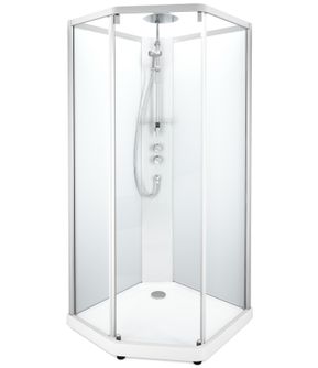 Dušo boksas Contura Shower 10-5 Comfort 90x90 cm, baltas profilis / skaidrus-matinis stiklas, 558.928.00.2