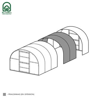 2 metrų prailginimas, be priekio ir galo šiltnamiui BALTIC LT, su 6 mm danga