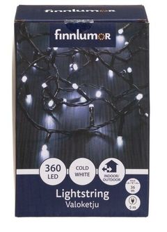 Girlianda Finnlumor 360 LED balta šviesa, juodas laidas, 36 m, 6410416523057