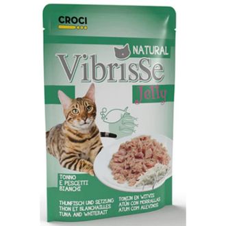 VIBRISSE konservai katėms su tunu ir mailiumi želatine 70g 18vnt, C1018987