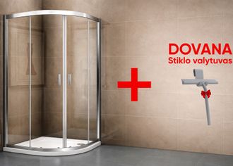 Pusapvalė dušo kabina RIHO Hamar 2.0 R309 90x90x200 cm, R-550, chromo rėmas / skaidrus stiklas, G007002120+dovana