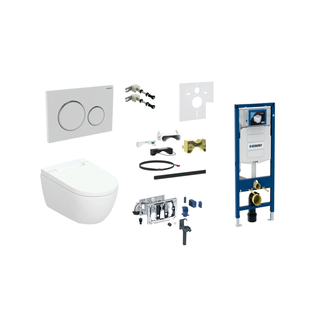 Geberit AquaClean Alba Premium Plus komplektas su Duofix Sigma WC instaliacine sistema, baltas klavišas