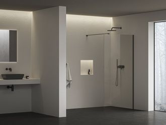 Dušo sienelė Walk In Wall Air-90 black + glass Transparent, GW9W70300Z1C