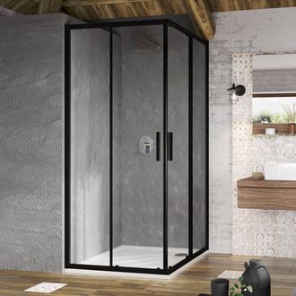 Dušo kabina Ravak Blix Slim BLSRV2-80 juoda+stiklas Transparent X1LM40300Z1
