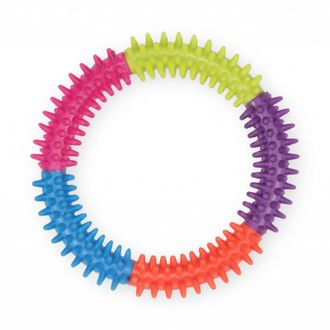 PET NOVA DENTAL spalvotas spygliuotas minkštas žiedas 12.5cm 2vnt, COLOURRING-XL