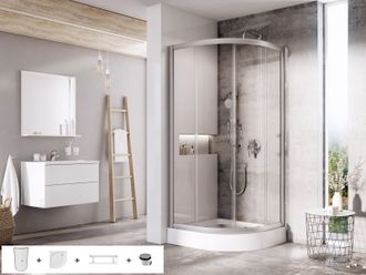 Dušo kabinos, padėklo ir jo priedų komplektas Ravak SET16, 90 cm