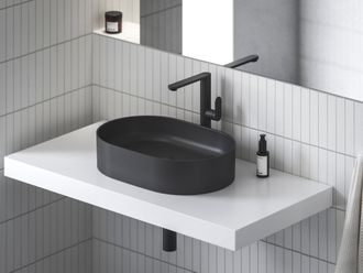 Praustuvo maišytuvas 300 mm be dugno vožtuvo, Ravak CR II 015.22BL, juodas, X070591