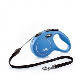 Automatinis pavadėlis Flexi New Classic M virvė 8m 20kg, mėlyna