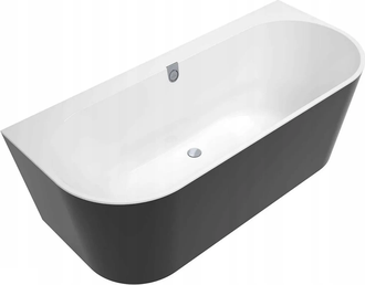 Vonia Villeroy&Boch Oberon 2.0 Duo Quaryl 180 cm, balta blizgi su juodu uždengimu, UBQ180OBR9CDBCV01