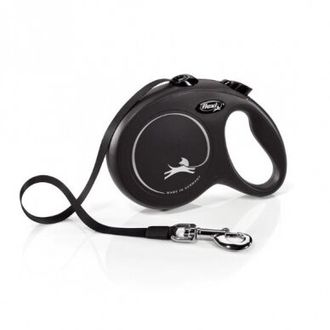 Automatinis pavadėlis Flexi New Classic S juosta 5m 15kg, Juoda