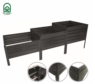 Laiptuota pakelta lysvė KLASIKA GARDEN, pilka RAL7016, 225x75 cm, h30/40/50cm