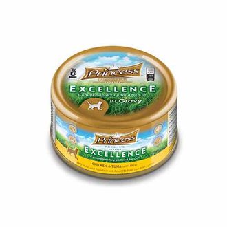 PRINCESS Excellence aukštos kokybės šlapias ėdalas katėms vištiena/tunas/ryžiai padaže 70g