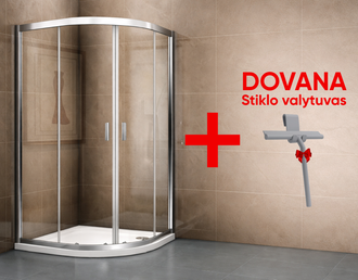 Pusapvalė dušo kabina RIHO Hamar 2.0 R309 90x90x200 cm, R-550, chromo rėmas / skaidrus stiklas, G007002120+dovana